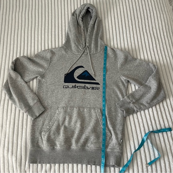 Quiksilver Hoodie Men’s Small Grey With Navy Logo Drawstrings - Picture 10 of 16